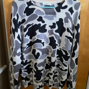Large black white and gray camo sweater